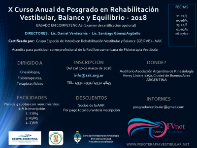 X Curso anual de posgrado en Rehabilitación Vestibular