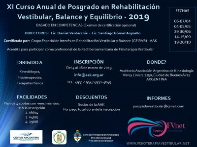 Flyer XI Curso anual de posgrado en Rehabilitación Vestibular